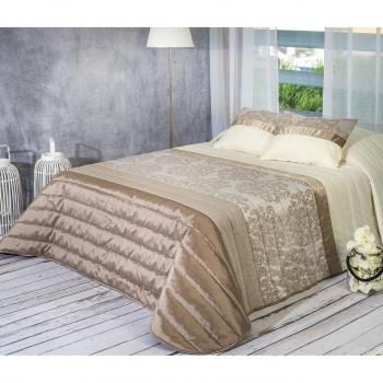 Algodón Blanco Meireles - Colcha bouti jacquard, para cama de 90 cm, 180 x 270 cm, 1 funda de cojín, 60 x 40 cm, color beige