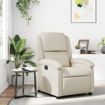 Sillón Reclinable de Cuero Sintético Crema Vidaxl