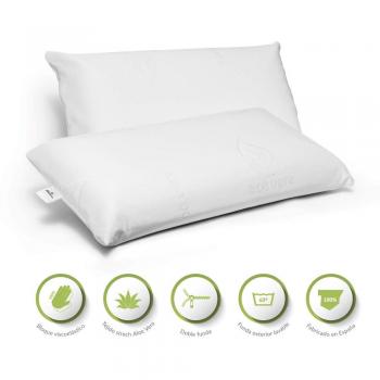 Almohadas Viscoelásticas Pack 2 Agatha con Doble Funda, 70cm, Transpirables, Antiácaros, Termoregulables, Firmeza Media, Ergonómicas, Perfecta Adaptabilidad, Tejido Strech. Fabricadas en España