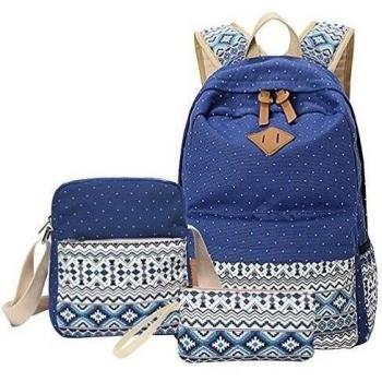 MingTai Backpack Mochilas Escolares Mujer Mochila Escolar Lona Bolsa Casual Para Chicas Bolsa De Hombro Mensajero Billetera Zafiro