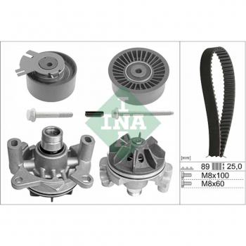 Bomba de agua + Kit de Distribución INA 530 0198 30 para Renault Laguna 2, Trafic 2 Kasten, Bus y Opel Vivaro A Combi (Conjunto de control de válvulas: correa