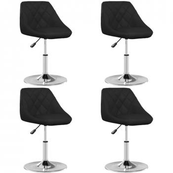 Juego de 4 sillas de comedor de cuero sintético negro