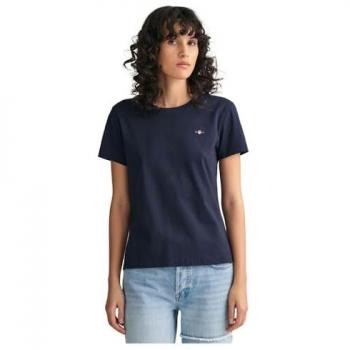 Camiseta Gant para Mujer Shield de Manga Corta con Bordado, Color Marino, Talla XXL