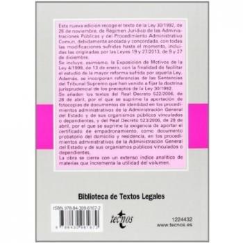 Ley De Régimen Jurídico De Las Administraciones Públicas Y Del Procedimiento Administrativo Común - 13ª Edición