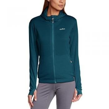 Odlo Hoodie Midlayer Full Zip Aeolus - Sudadera para mujer, color Verde, talla XL