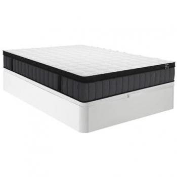 Conjunto de canapé abatible 140 x 190 cm blanco + colchón de muelles ensacados 7 zonas y espuma viscoelástica refrescante 25 cm - TOLCA