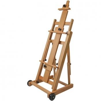 Artina Caballete de Pintura de Estudio Profesional Bordeaux – Caballete Plegable de Madera de Haya Maciza - Calidad Profesional - transportable con Ruedas