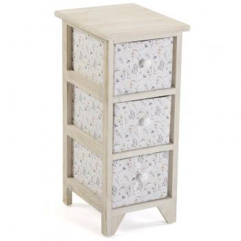 Mueble para el Baño Auxiliar Versa Lili, 3 cajones, medidas 30 x 56 x 25 cm, color blanco, material MDF