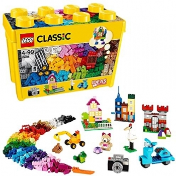 LEGO 10698 Classic Large Creative Brick Storage Box Set, Construction Toy with Windows, Doors, Wheels and Green Baseplate, Building Toys for Kids 4 Plus Years Old