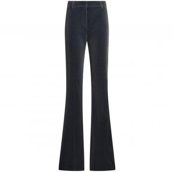 Etro Women's Flared Velvet Trousers in Blue | Size 42 | WREA003399TCE01B6214