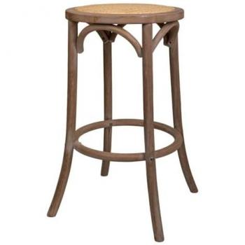 Taburete de madera y ratán marrón 38 x 75 x 38 cm