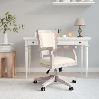 Silla de oficina giratoria de lino beige Vidaxl