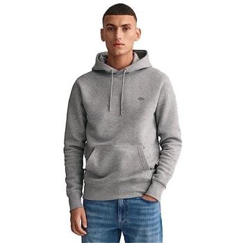 Sudadera con capucha GANT para hombre - Regular Fit Shield Logo, mezcla de algodón, color gris melange, talla 5XL