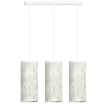Lámpara de Suspensión Karli - Acero con Recubrimiento de Polvo y Tejido Blanco, 50x100x6 cm