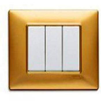 Placa Plana Vimar 3 Módulos Oro Opaco en Tecnopolímero
