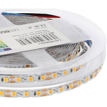 Tira LEDBOX Zig Zag Verde de 5 metros con tecnología SMD2835, alimentación DC12V y 120 LEDs por metro, ideal para contornos y decoración interior.