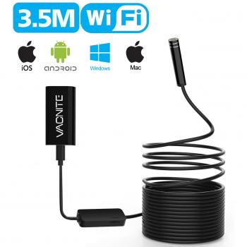 vacnite Wireless endoscopio, impermeable serpiente flexible Cámara, cámara de 2.0 megapíxeles HD Wifi boroscopio inspección para Android y iPhone, Samsung, iPad