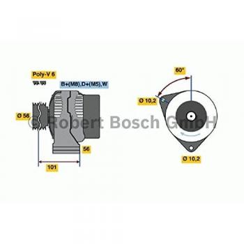 Alternador Bosch 0986036820 - 70 A, 14 V para Mercedes-Benz