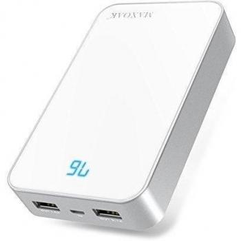 MAXOAK Cargador Portátil de Batería Externa Elegante 13000mAh Ultra Capacidad Paquete de Batería Cargador Externo con Dual USB 5V 2.1A/1A para Teléfonos Móviles iPhone, iPad, Galaxy y Android dispositivos inteligentes-Blanco