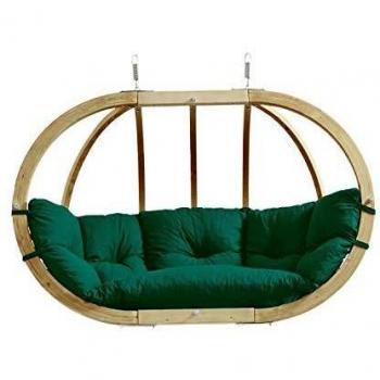Sillón Colgante Globo Royal Verde con Cojín Impermeable para Dos Personas - Amazonas
