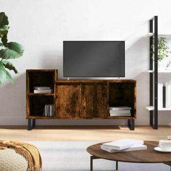 Mueble para TV de madera contrachapada roble ahumado 100x35x55 cm vidaXL