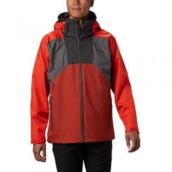 Columbia Rain Scape Chaqueta para Lluvia, Hombre, Gris, Rojo