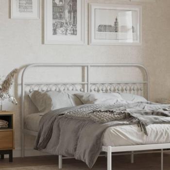 Cabecero de metal blanco de 150 cm Vidaxl con diseño moderno, estructura resistente, acabado en pintura blanca, compatible con camas de tamaño similar y fácil instalación