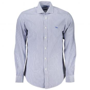 Harmont & Blaine Elegant Blue Organic Cotton Shirt - XL, Casual Shirts, Male, Narrow Fit with Contrast Details