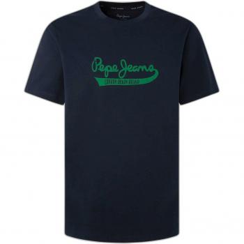 Pepe Jeans Men's Claude Short Sleeve T-Shirt with Logo, Dunkelblau (Dark Blue)