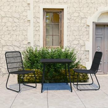 vidaXL 3 Piece Outdoor Dining Set Poly Rattan and Glass - Characteristics: Includes a table and two chairs, made of durable poly rattan material, features a glass tabletop for easy cleaning, weather-resistant design suitable for outdoor use, comfortable s