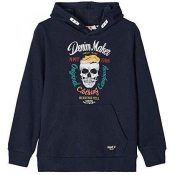 NAME IT Nkmdskallye Swe W Hood UNB Sudadera con Capucha, Dark Sapphire, 122-128 para Niñas