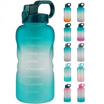 Reeho 3.8 L Botella Agua Deporte, Botella Plastica Tritan Reutilizable 1 Galón, Botella Agua Gimnasio con Marcador de Tiempo para Athletic, sin BPA