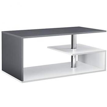 Mesa de Centro Haarlem 90x50x41 cm con Estante Aglomerado - Blanco y Gris Oscuro