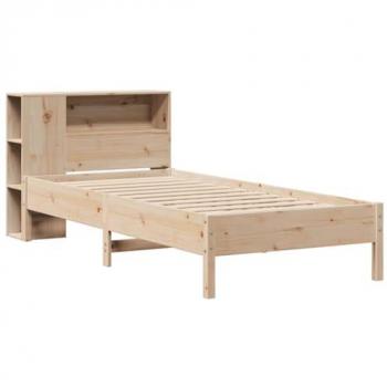 Cama con estantería sin colchón 100x200 cm Madera Maciza de Pino Marrón