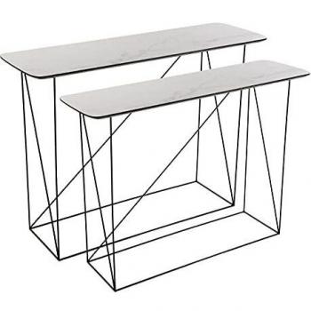 Versa Egi Mueble Recibidor Estrecho para la Entrada o el Pasillo, Mesa Consola, Set de 2, Medidas