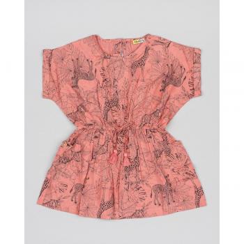 Vestido Niña Estampado Selva con Cintura Ajustable y Bolsillos Laterales