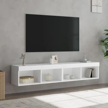 Mueble de TV con luces LED, 2 piezas, blanco, 80x30x30 cm