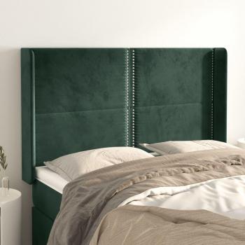 Cabecero de oreja verde oscuro en terciopelo 147x23x108/128cm