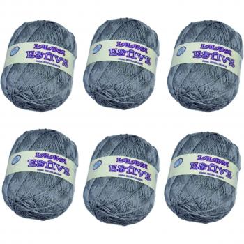 LA LANA ESTIVE 2217- PACK de 6 ovillos de 100grs cada uno para tejer. Color GRIS PLATA