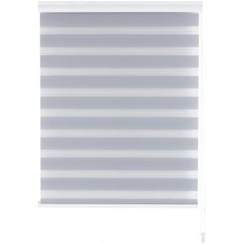 Blindecor Vela - Estor enrollable de doble capa, Noche y Día, Gris Plata, 140 x 180 cm, ancho x largo
