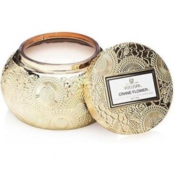 Voluspa Japonica de flor de grúa edición limitada con cristal Chawan cuenco vela aromática