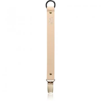 Bjällra of Sweden Beige Faux Leather Pacifier Clip