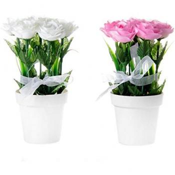 Pack 2 Plantas Rosas Poliéster en Maceta de Plástico