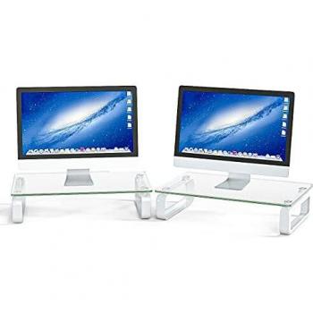 Dos Soporte para Monitor Vidrio Templado Elevador Claro HD02T-201P
