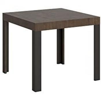 Mesa Extensible 90x90/246 cm Línea Nogal con Estructura Antracita para 10 Personas