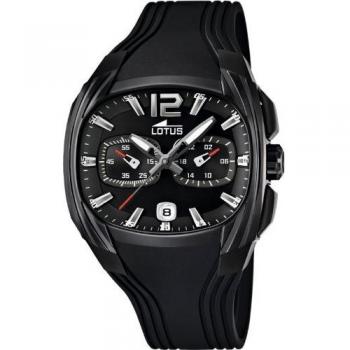 Lotus 15757-1 - Reloj analógico de Cuarzo para Hombre con Correa de Caucho, Color Negro