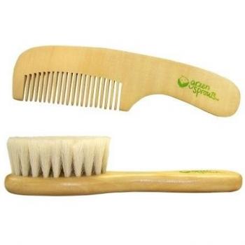 Brotes Verdes 301700-018-00 peine de madera y Babybürste- set con el pelo de cabra muy suave