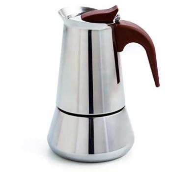Cafetera Italiana Quid Milan Metal 6 Tazas Acero Inoxidable Granate con Asa