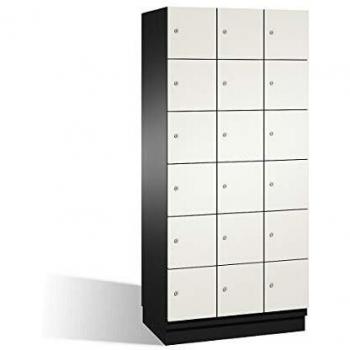 Armario de Compartimentos Bajo Llave CAMBIO C+P 488282, 3 Abteil, Acero, Color Negro-Gris y Blanco, 18 Compartimentos