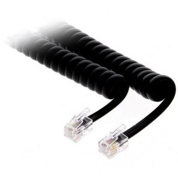 Cable Telefono RJ09 4P4C Espiral Negro Longitud 2m